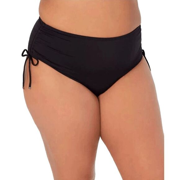 Michael Kors Navy Blue Shirred High Waist Plus Size Hipster Swim Bottom 22W - Picture 7 of 8
